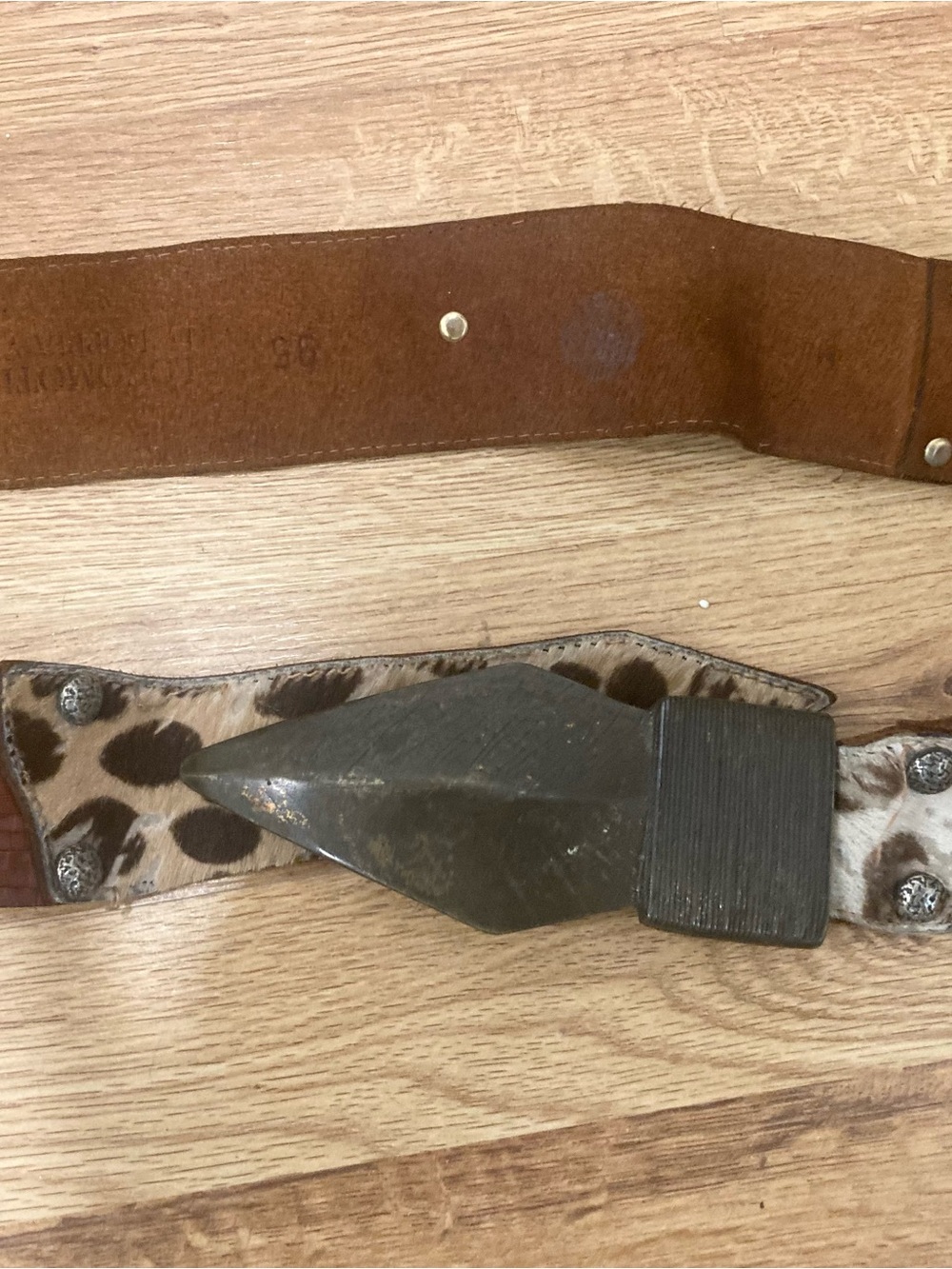 Vintage Doppia Vita w/ Leopard Print Women’s Leather Belt w/ Statement Buckle